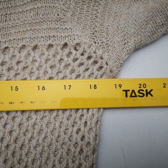 Eddie Bauer Ladies Size Medium Tan Mesh V-neck Knit Sweater - Picture 6 of 9